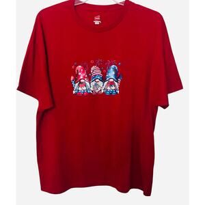 HANES SHORT SLEEVE GRAPHIC T-SHIRT, WOMENS, 2X, RED WITH RED WHITE BLUE NOMES